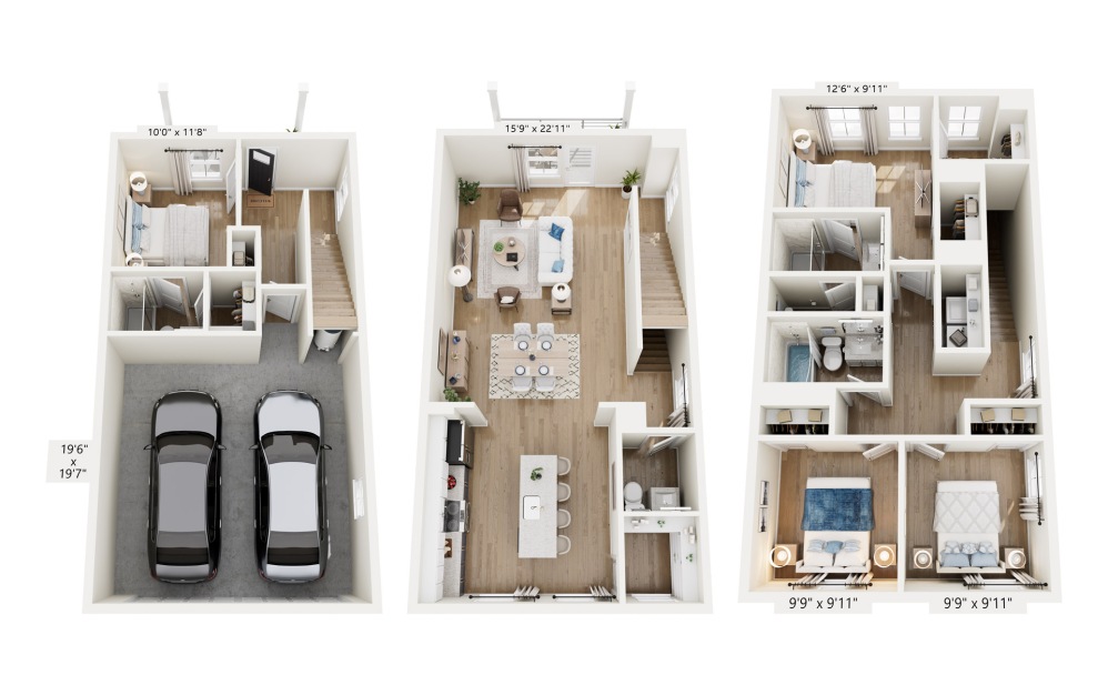 4A - 4 bedroom floorplan layout with 3.5 bathrooms and 1893 square feet